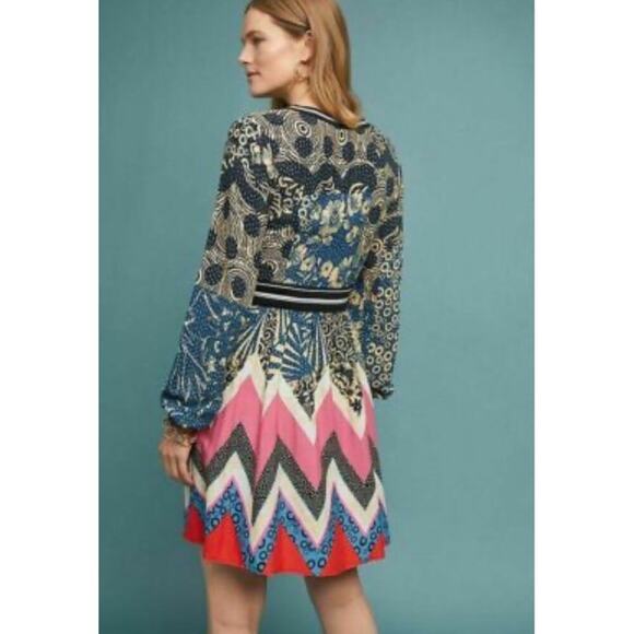 Maeve/Anthropologie Sporty Chevron Dress size 6 Long Sleeve Fit And Flare - Picture 5 of 10